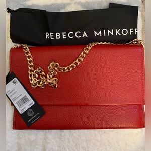 Rebecca Minkoff Red Lou Flap Pebbled Leather Clutch